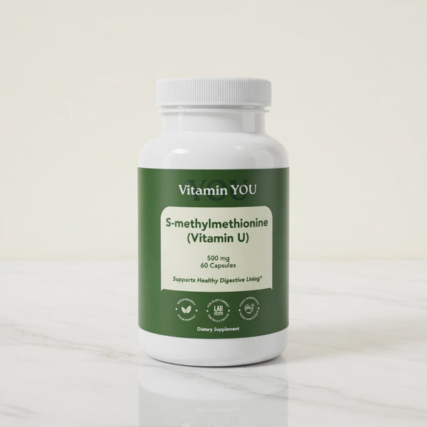 Vitamin U S-methylmethionine 500 mg supplement bottle